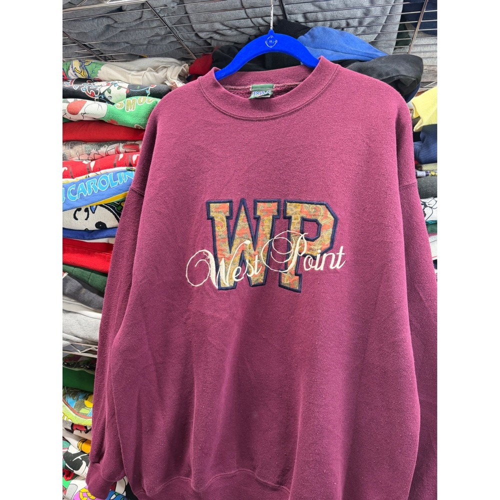 MV Sport West Point Sweatshirt Mens XL Maroon Paisley WP Crewneck Vintage 90s